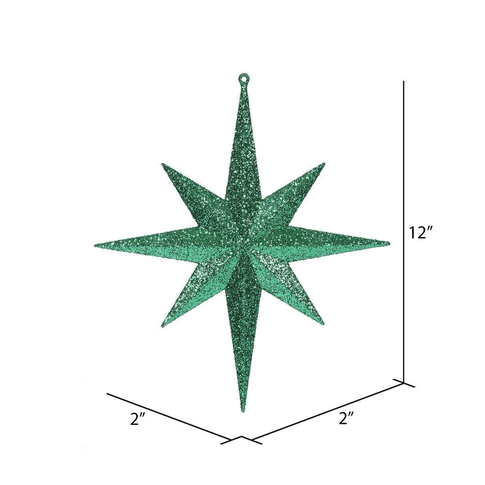 12" Glitter Bethlehem Star Ornament - Green - Set of 2 — view 2