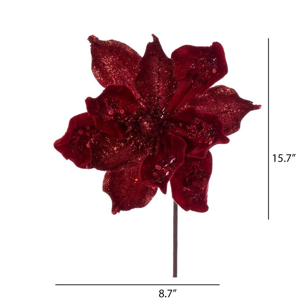 15" Deluxe Magnolia 10" Flower - Set of 6 - Red — view 2