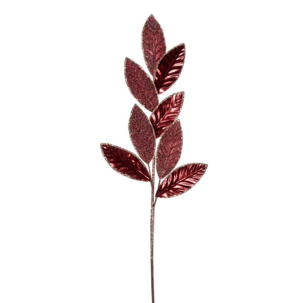 27.5" Metallic Leaf Glitter Spray - Set of 3 - Burgundy — view 1
