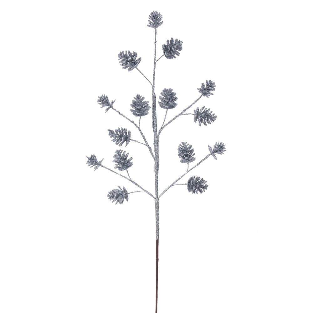 24" Pinecone Glitter Spray - Set of 6 - Silver — view 1