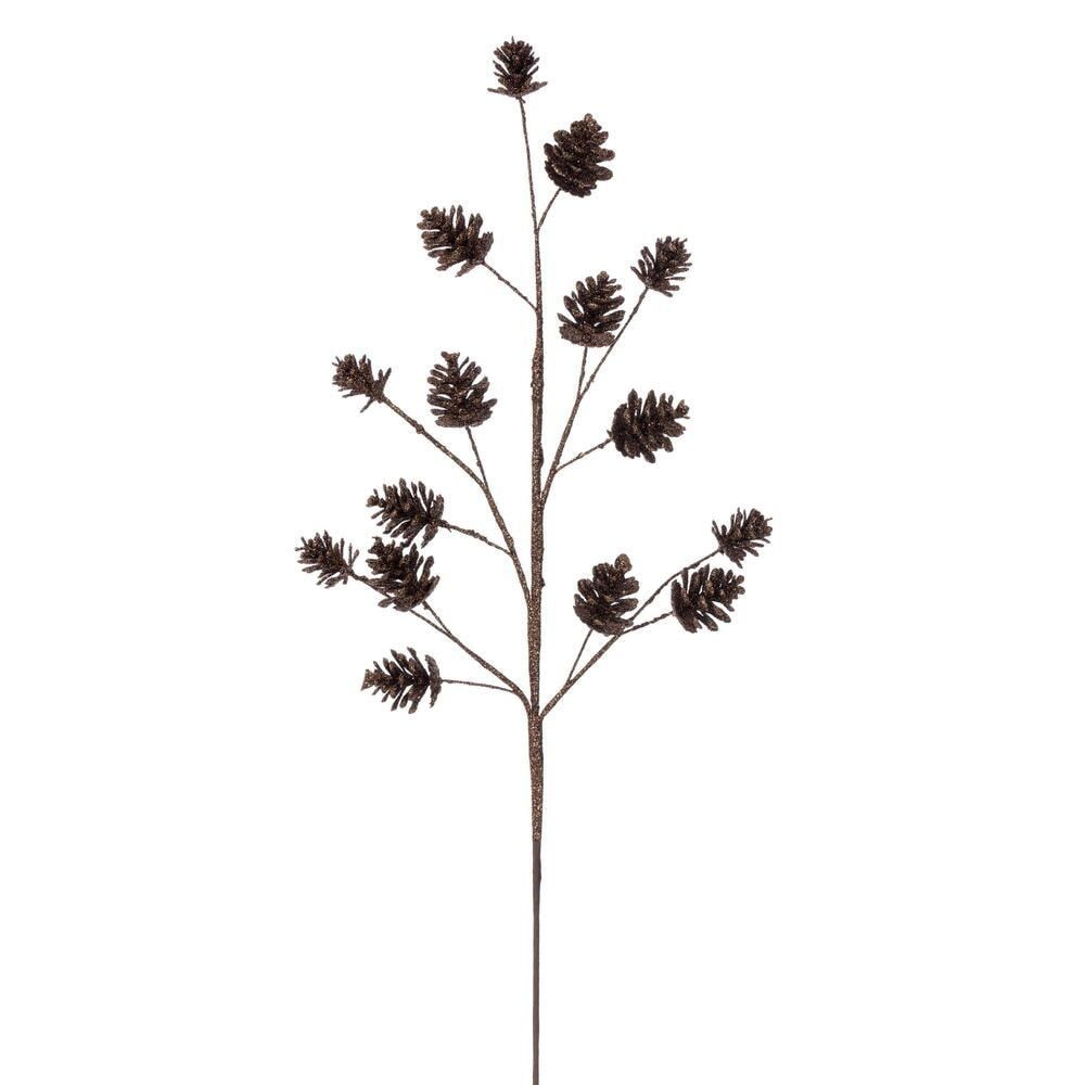 24" Pinecone Glitter Spray - Set of 6 - Mocha — view 1