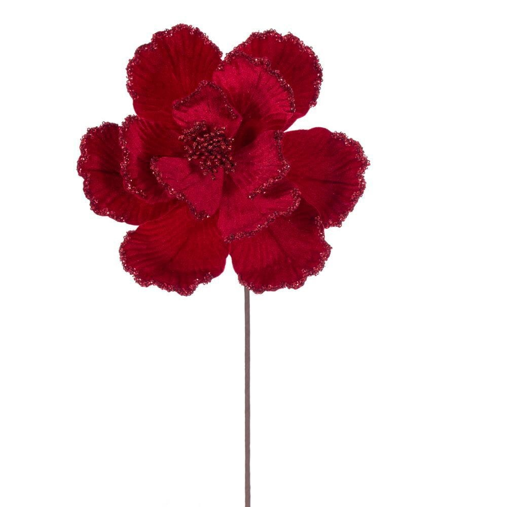 20" Velvet Magnolia 10" Flower - Set of 3 - Red — view 1