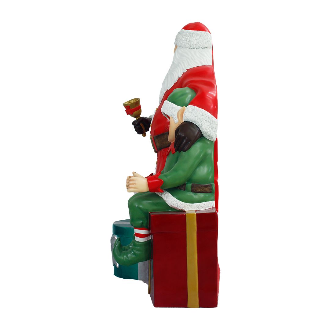 75" Santa with Elf Photo Op Resin Display — view 3