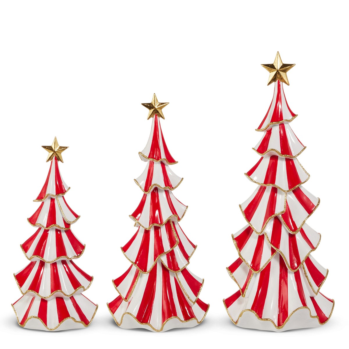 18.5" Striped Ruffle Tree – Set of 3