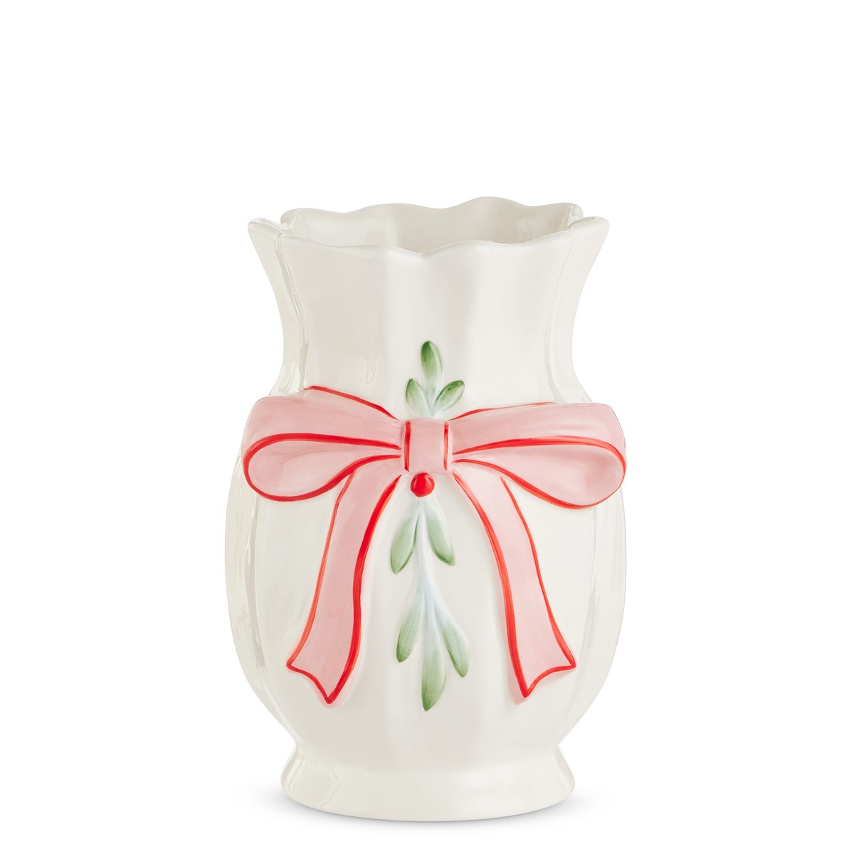 8.75" Bow and Mistletoe Vase — view 1