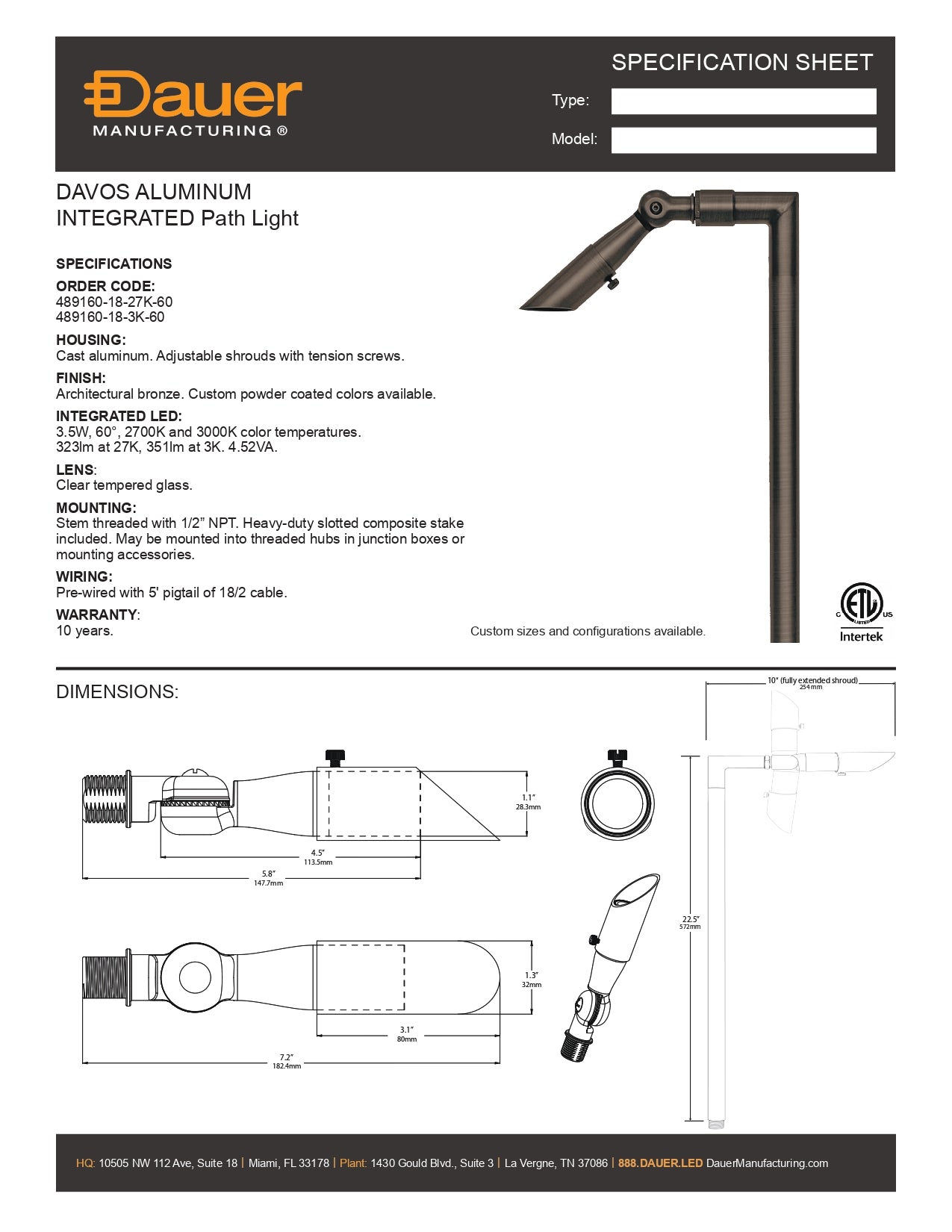 Specification Sheet