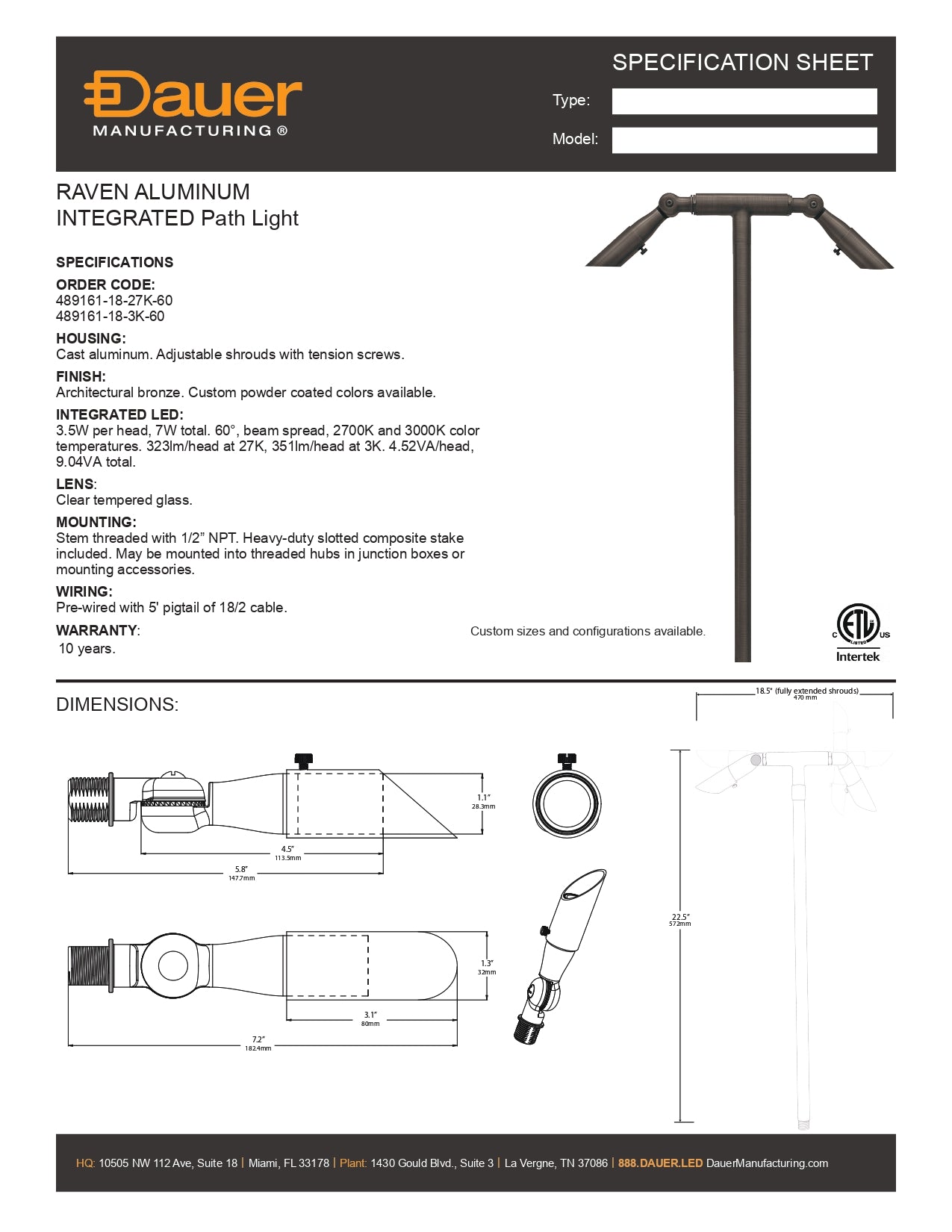 Specification Sheet