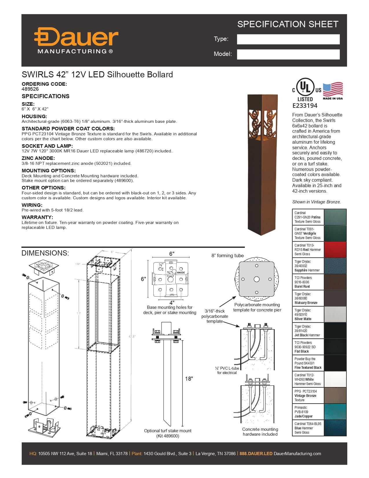 Specification Sheet
