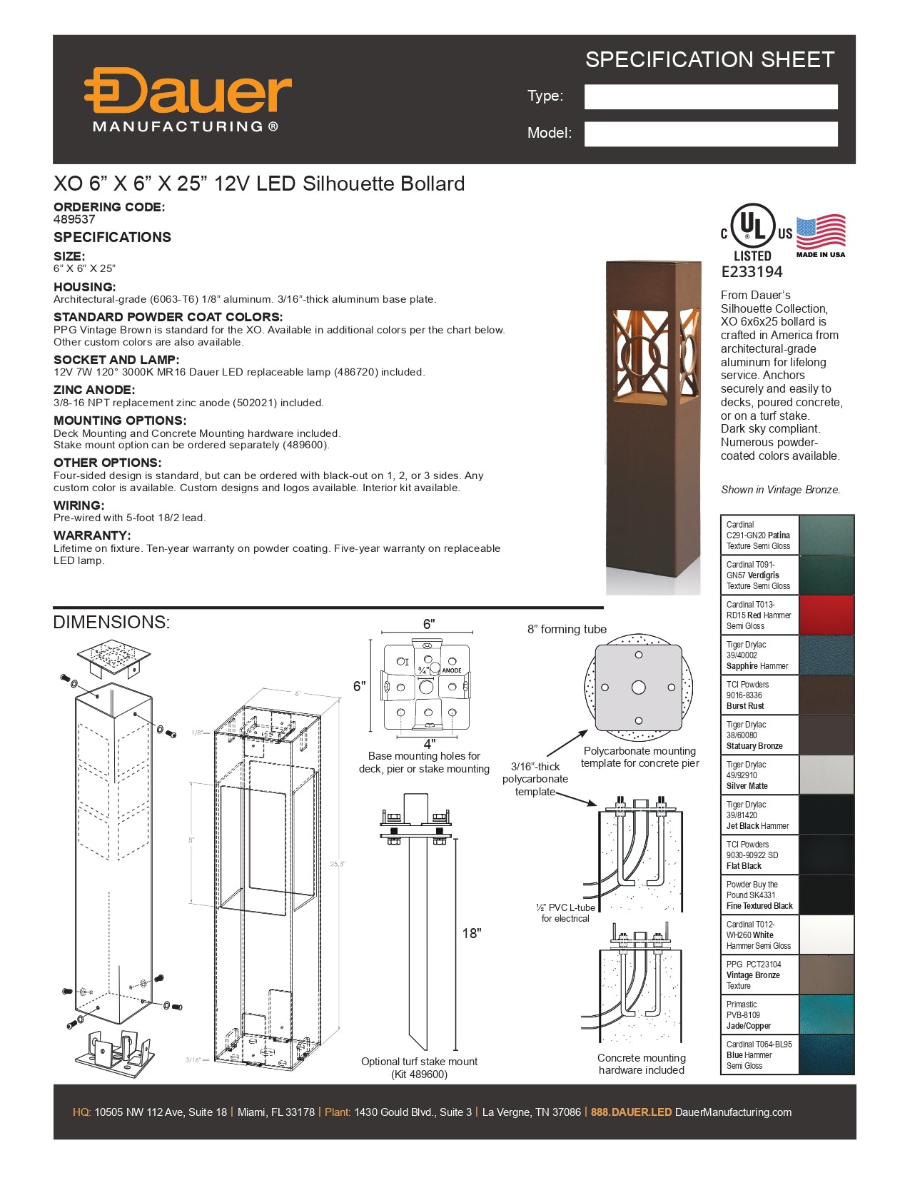 Specification Sheet