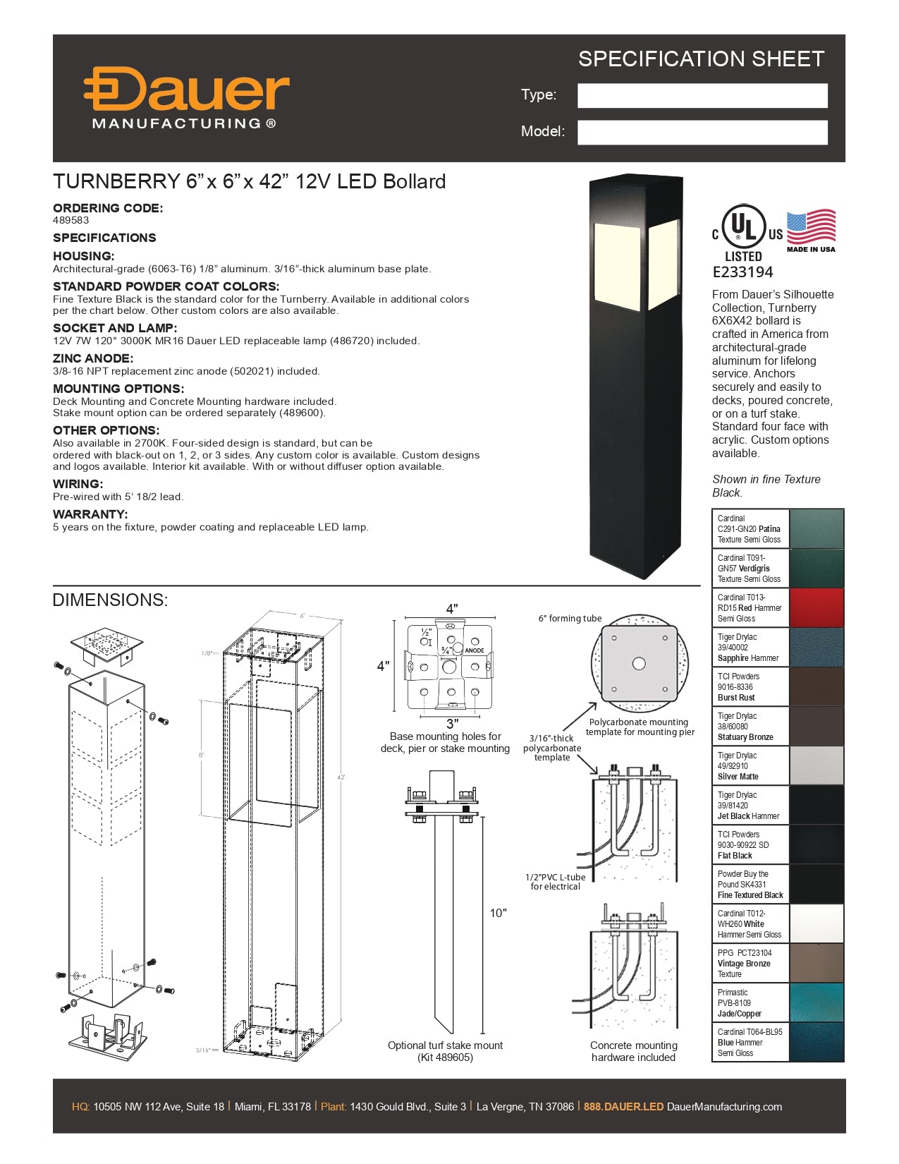Specification Sheet