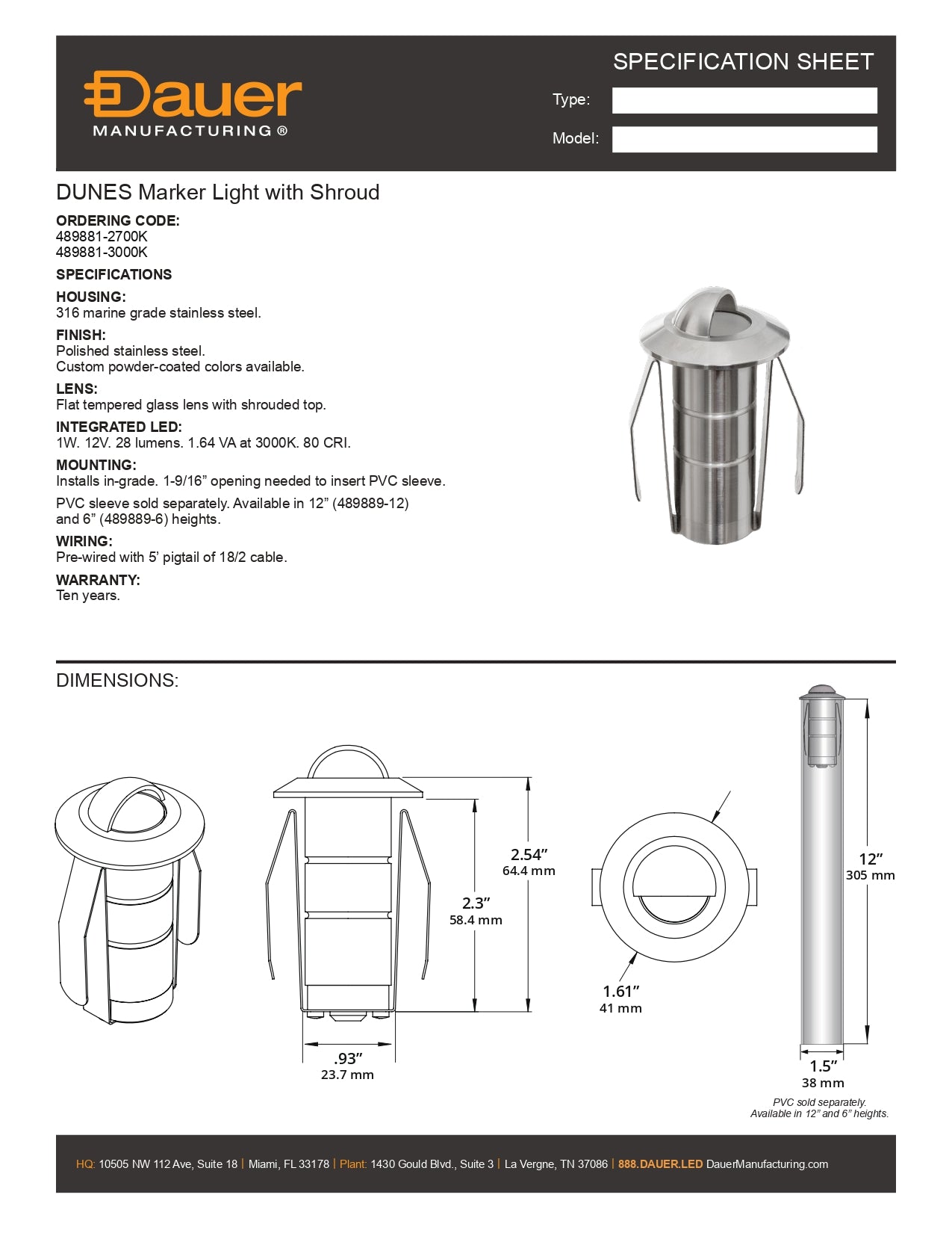 Specification Sheet