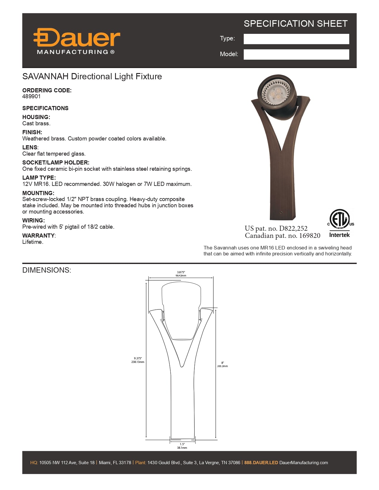 Specification Sheet