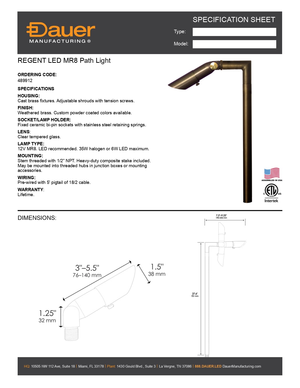 Specification Sheet