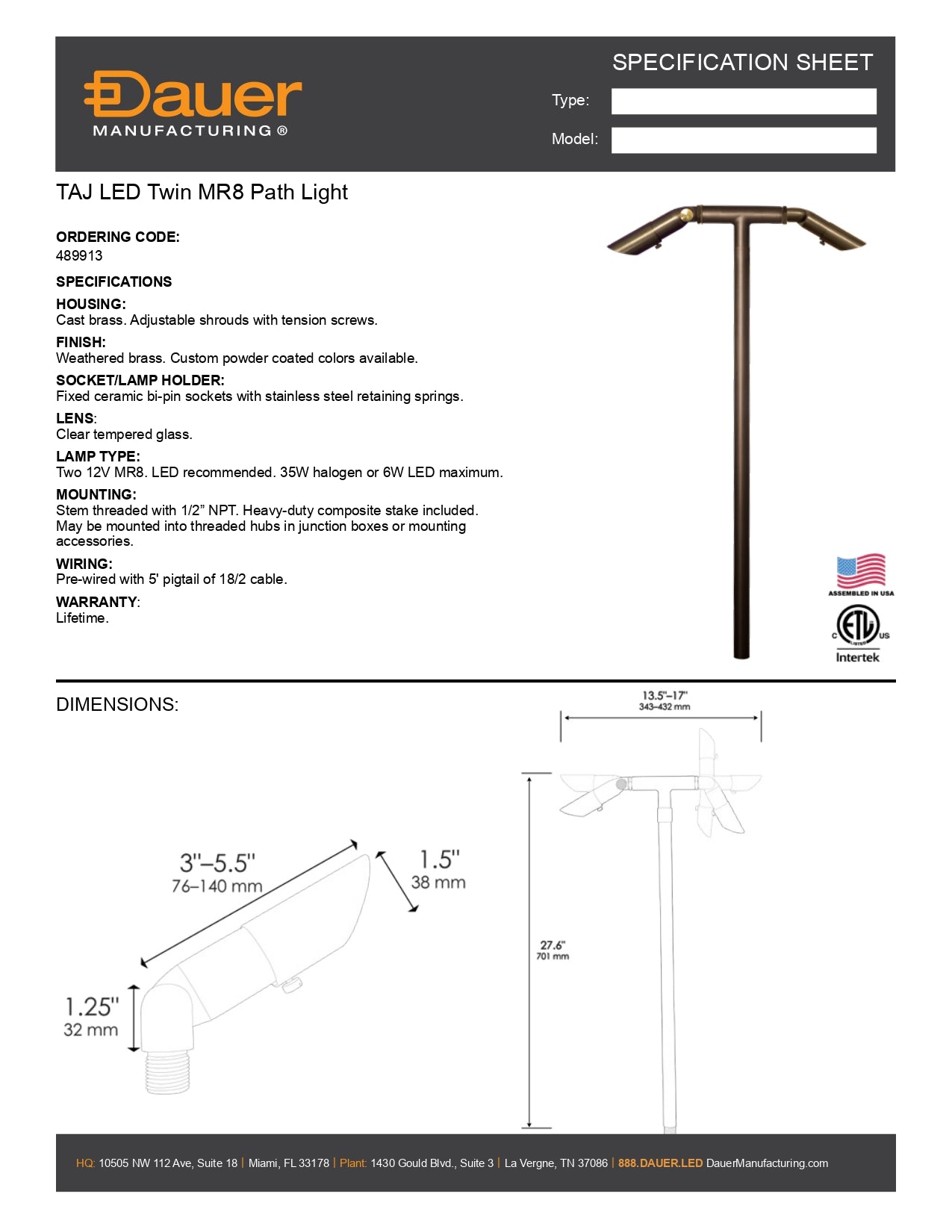 Specification Sheet