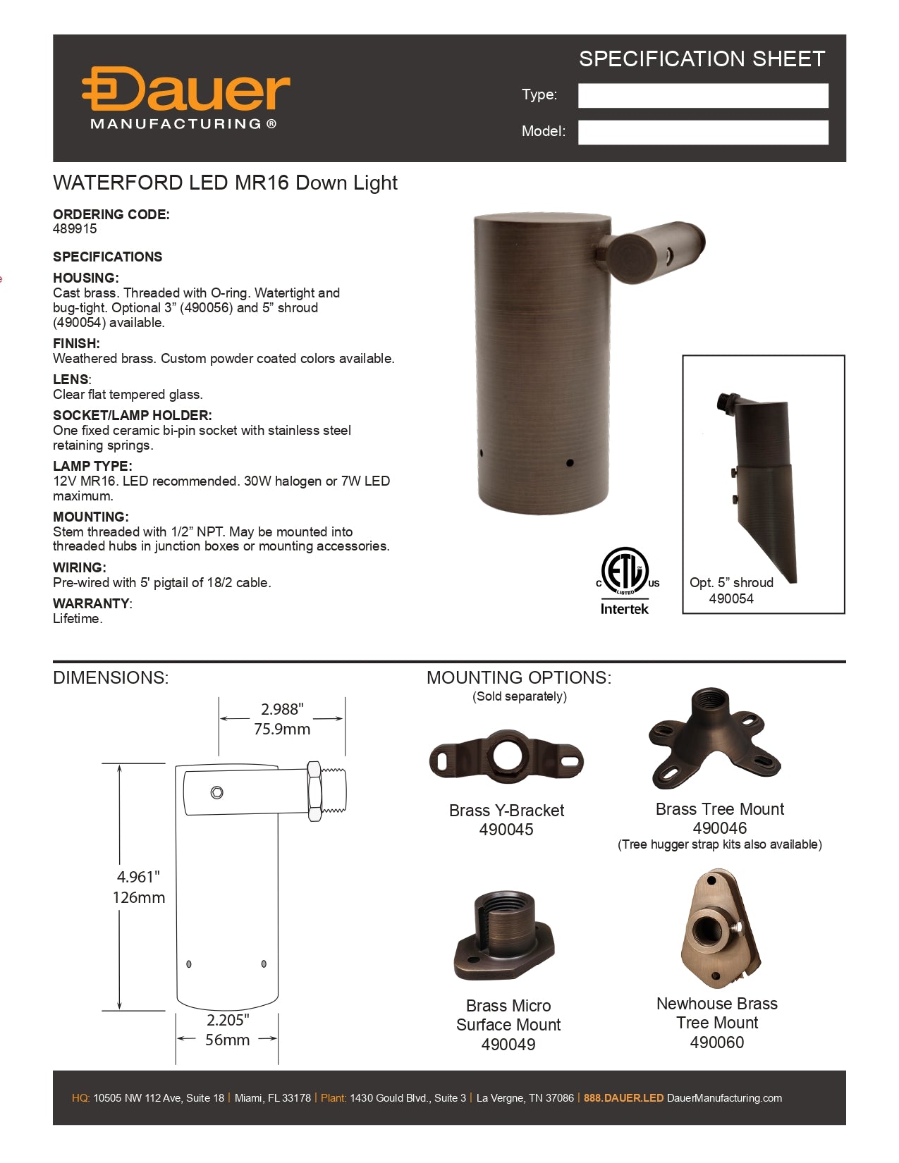Specification Sheet