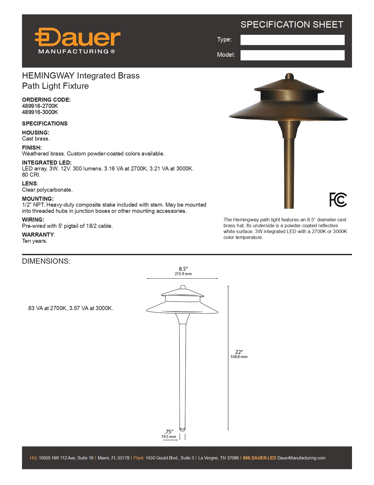 Specification Sheet