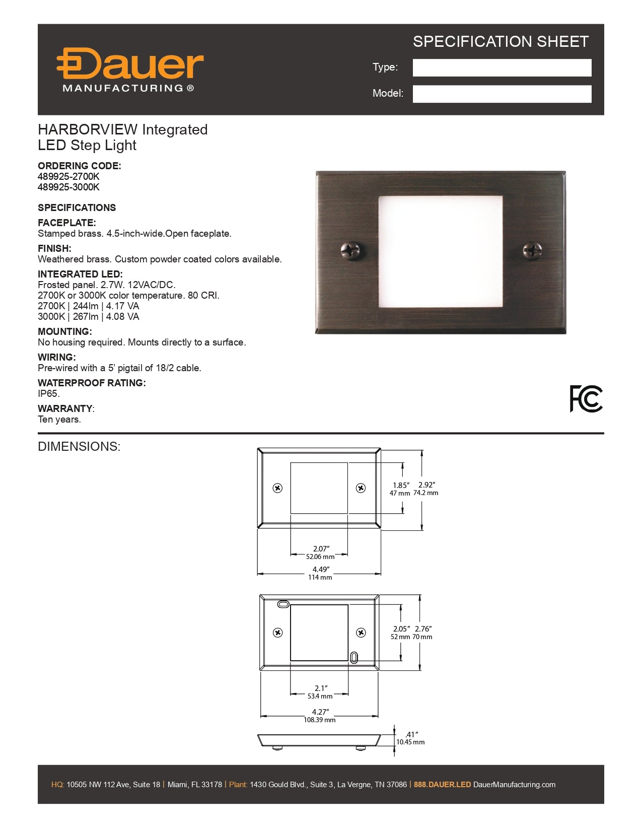 Specification Sheet