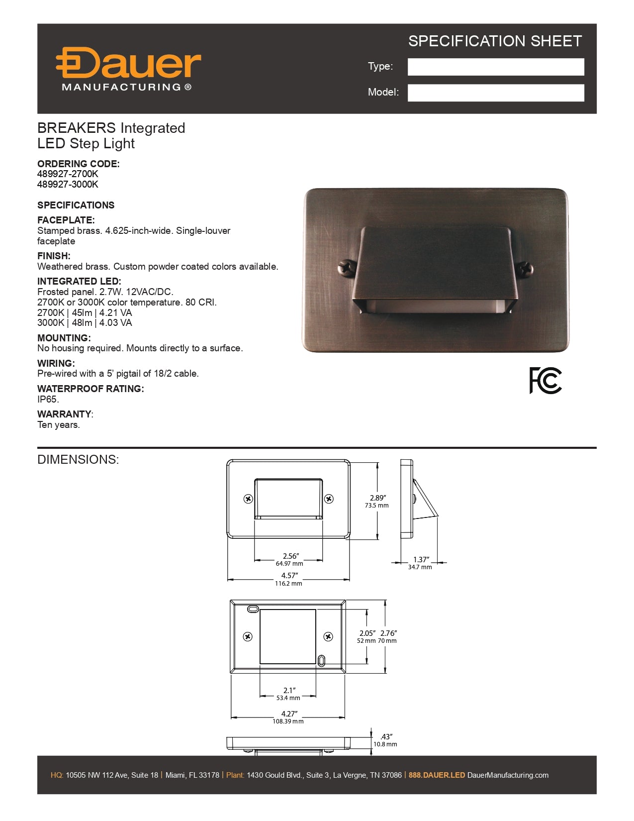 Specification Sheet
