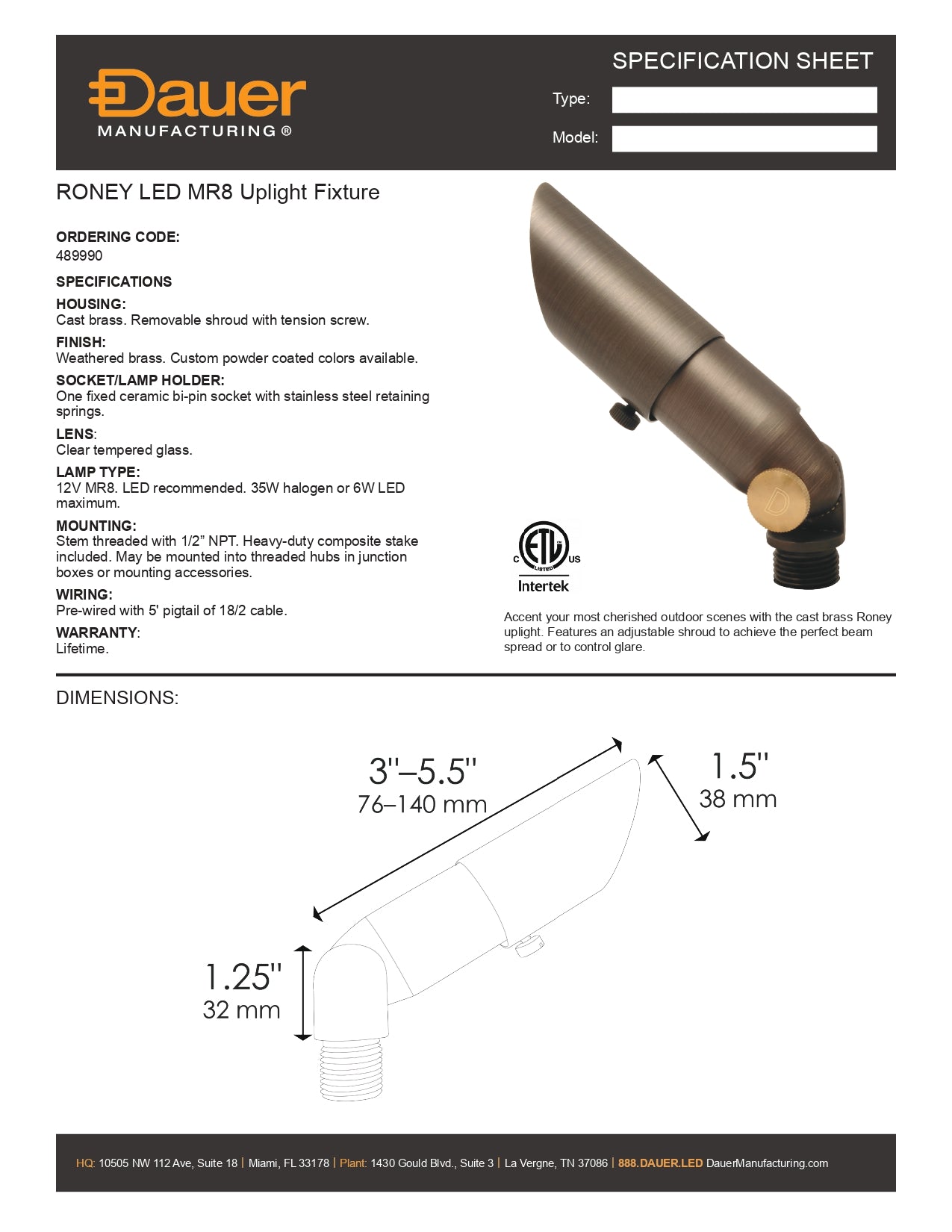 Specification Sheet