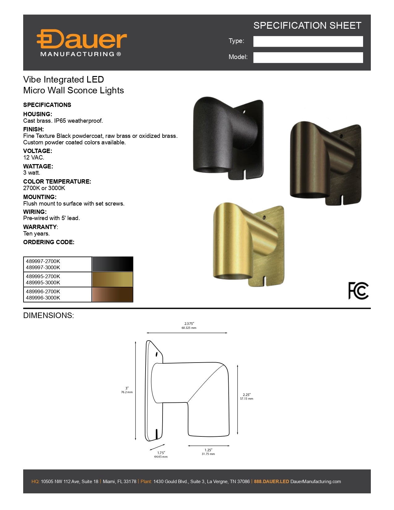 Specification Sheet