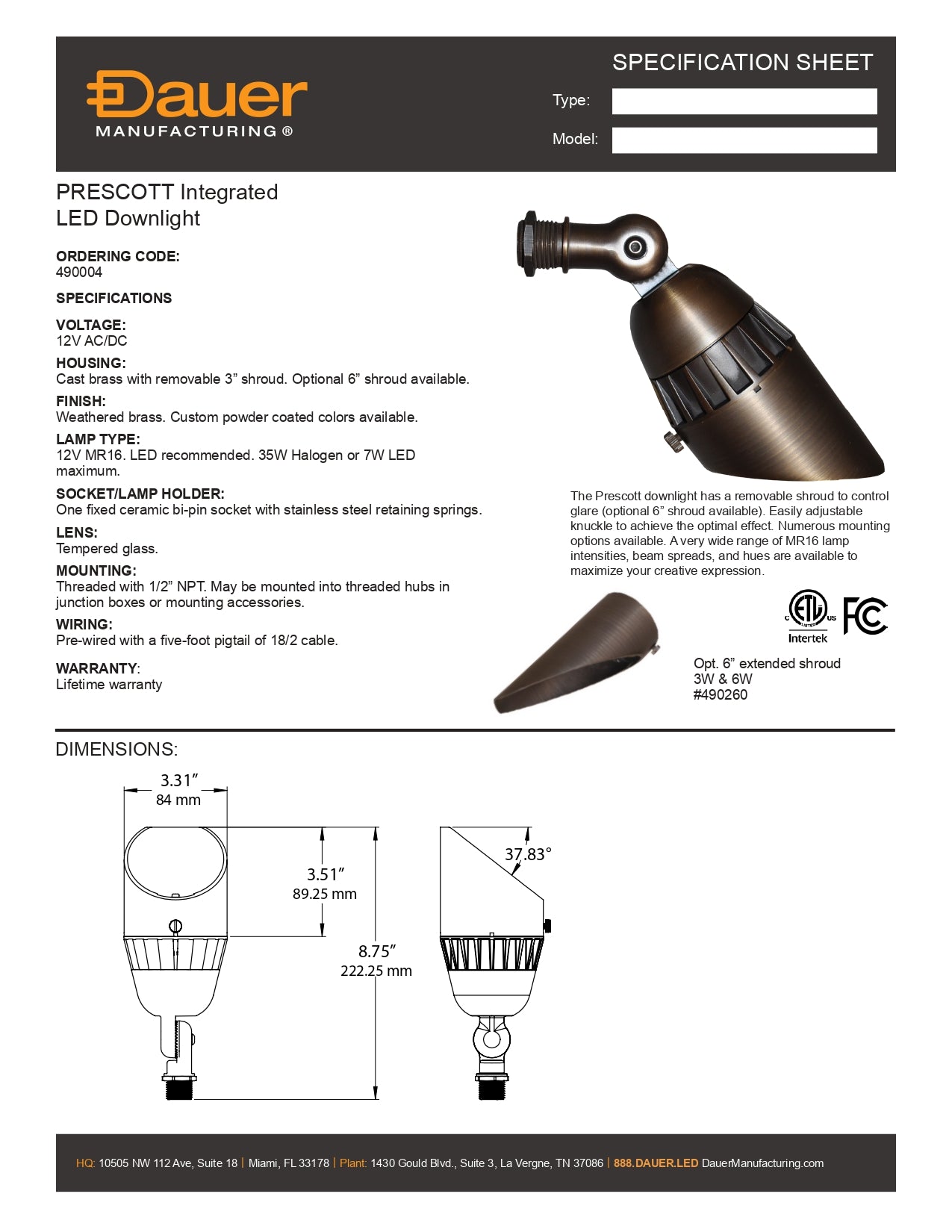 Specification Sheet