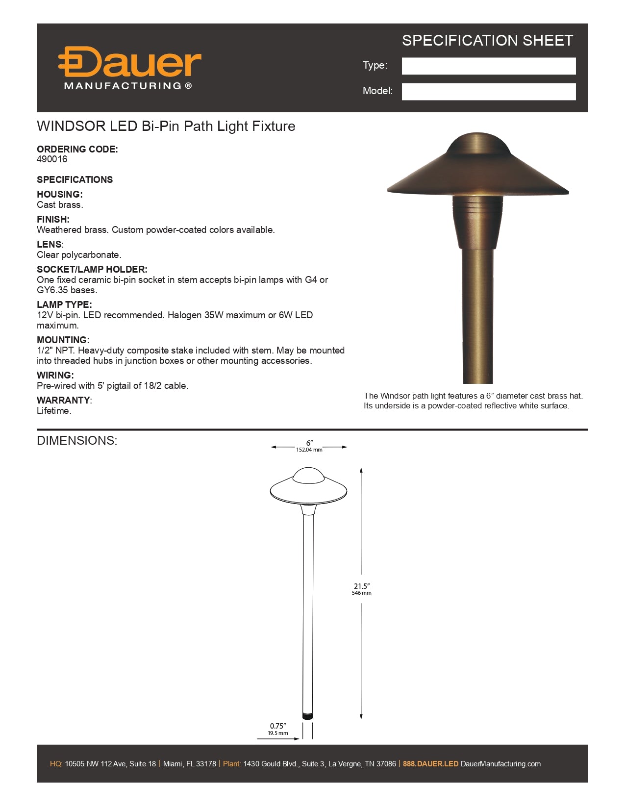 Specification Sheet