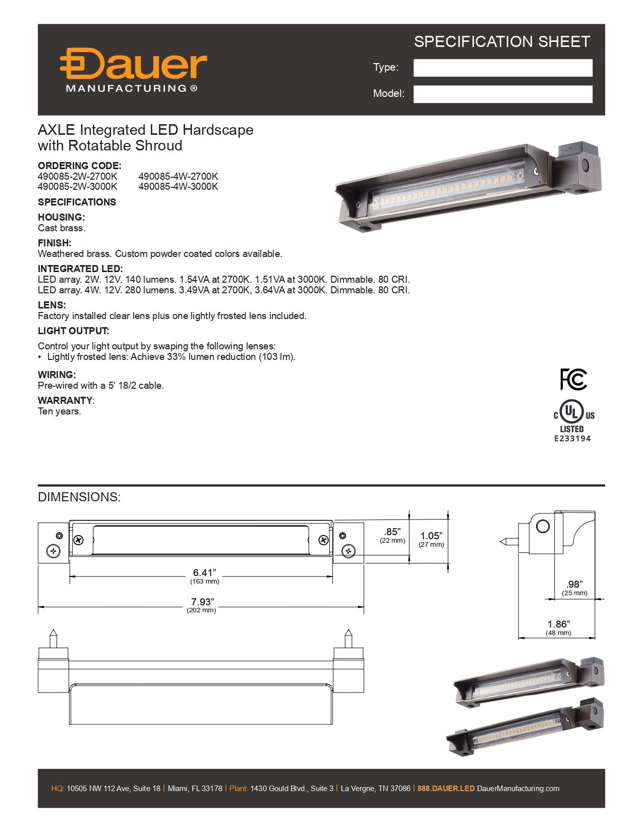 Specification Sheet