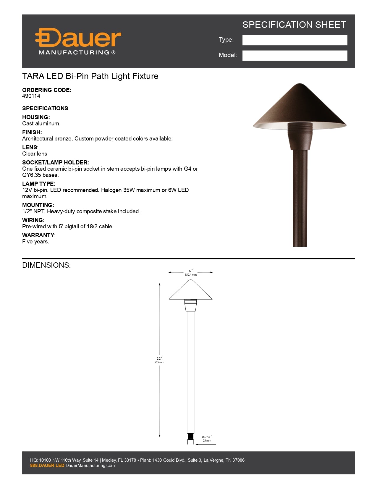 Specification Sheet