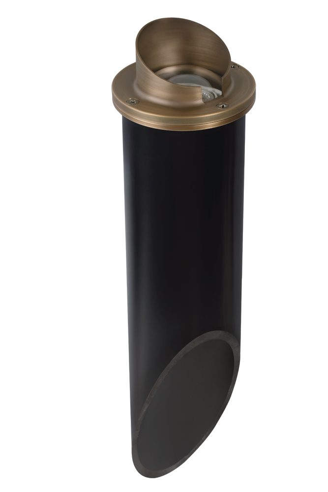 Brass Hooded Well Light with PVC, Antique Bronze, No Lamp — view 1