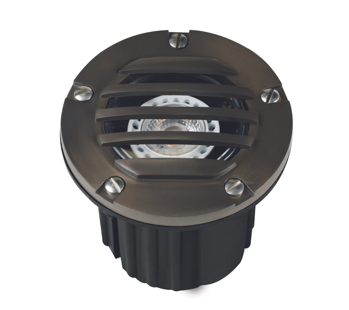 Brass Adjustable Louvered Well Light, Gun Metal, No Lamp — view 2