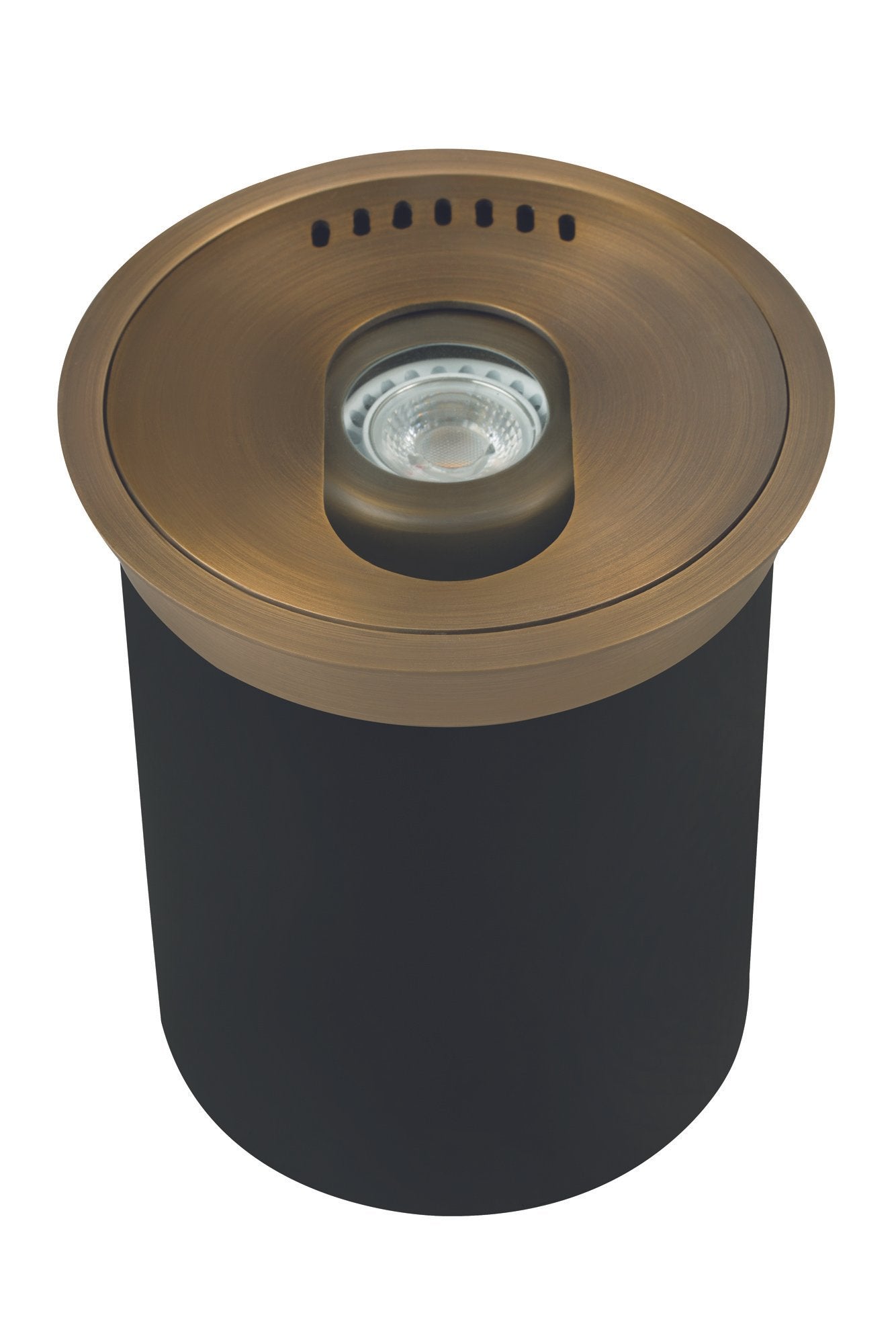 Brass Adjustable Closed Well Light, Antique Bronze, No Lamp — view 1