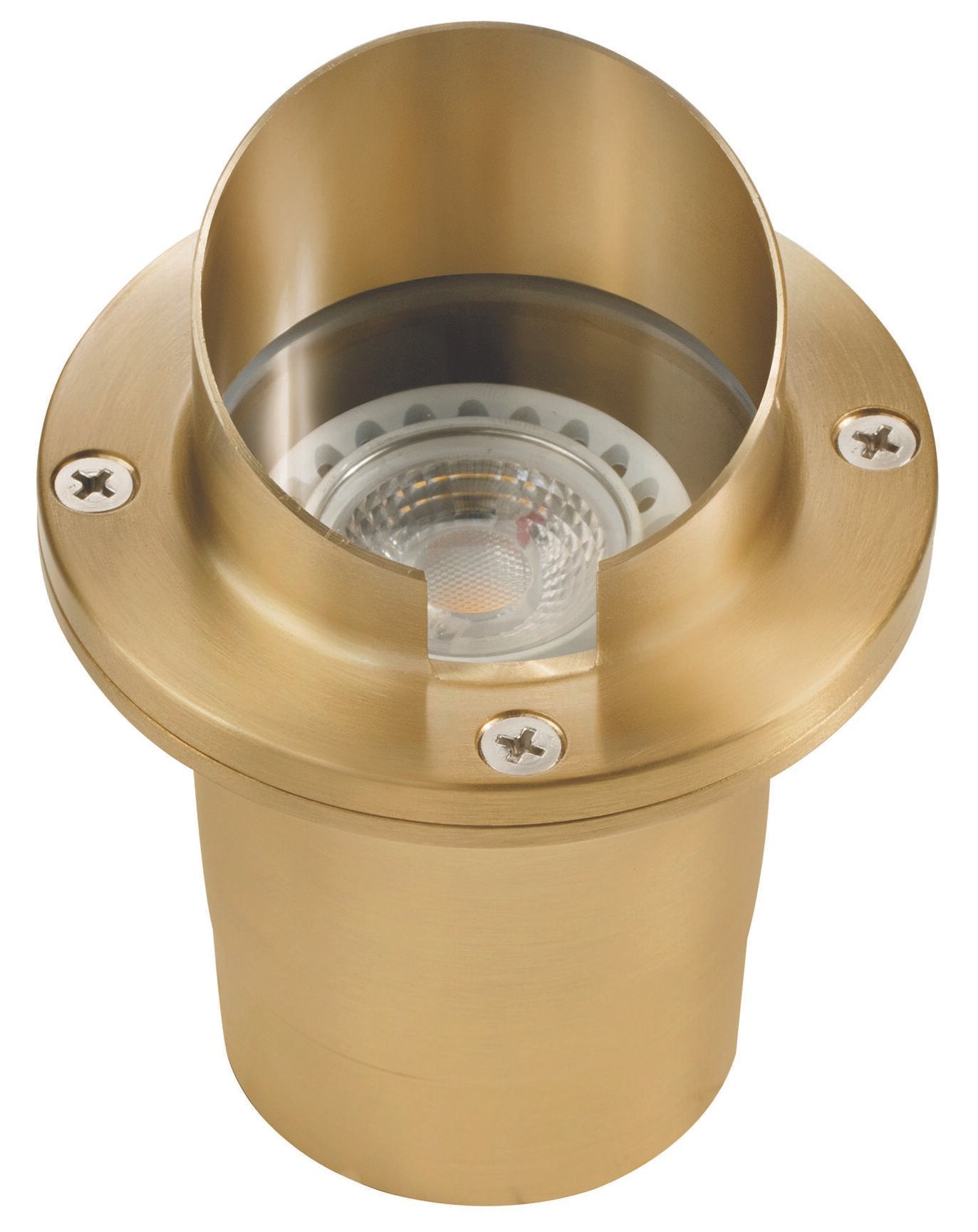Brass Hooded Well Light, Natural Brass, No Lamp — view 1