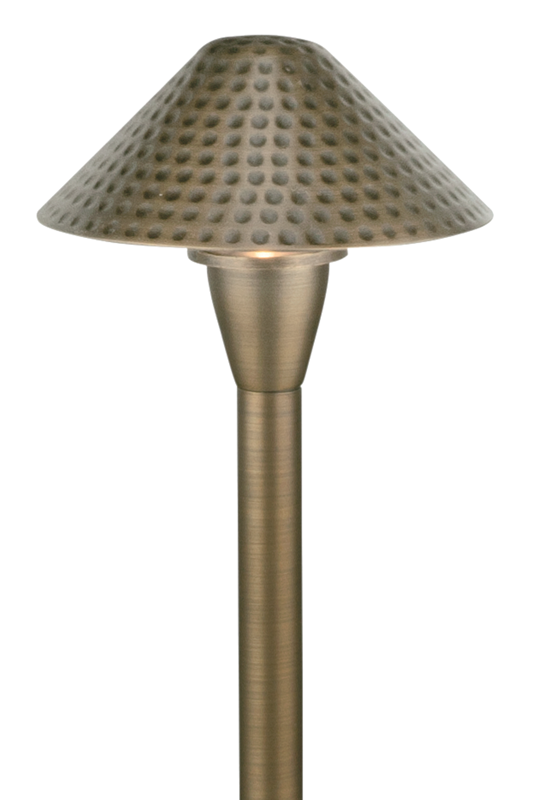 Brass Dimpled Cone, 18" Stem, Antique Bronze, No Lamp — view 1