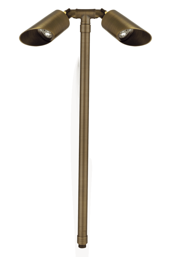 Brass RGB-WW Bluetooth Double Head, Pathlight, 24” Stem, Antique Bronze, 2x1W-6W LED — view 1