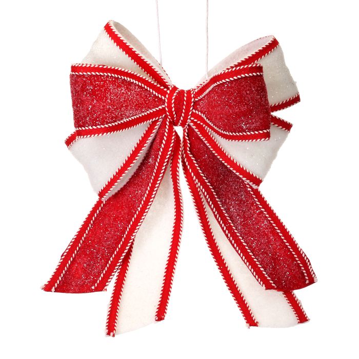 16" Frosted Candy Stitch Bow w/Wires