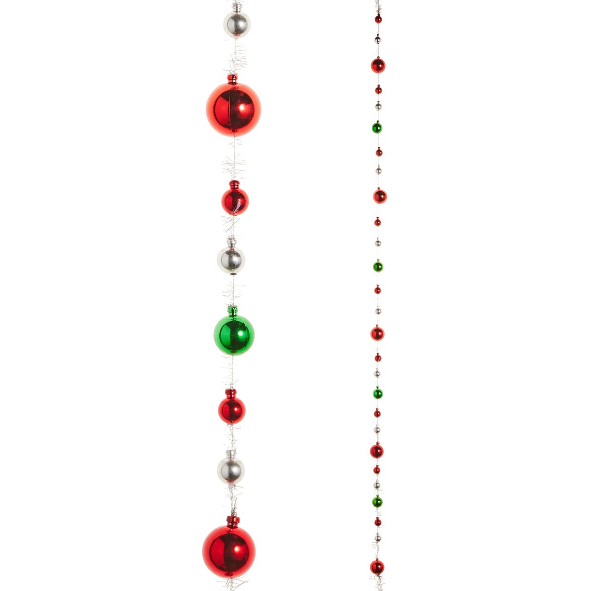 6' Red, Green and Silver Ball Garland