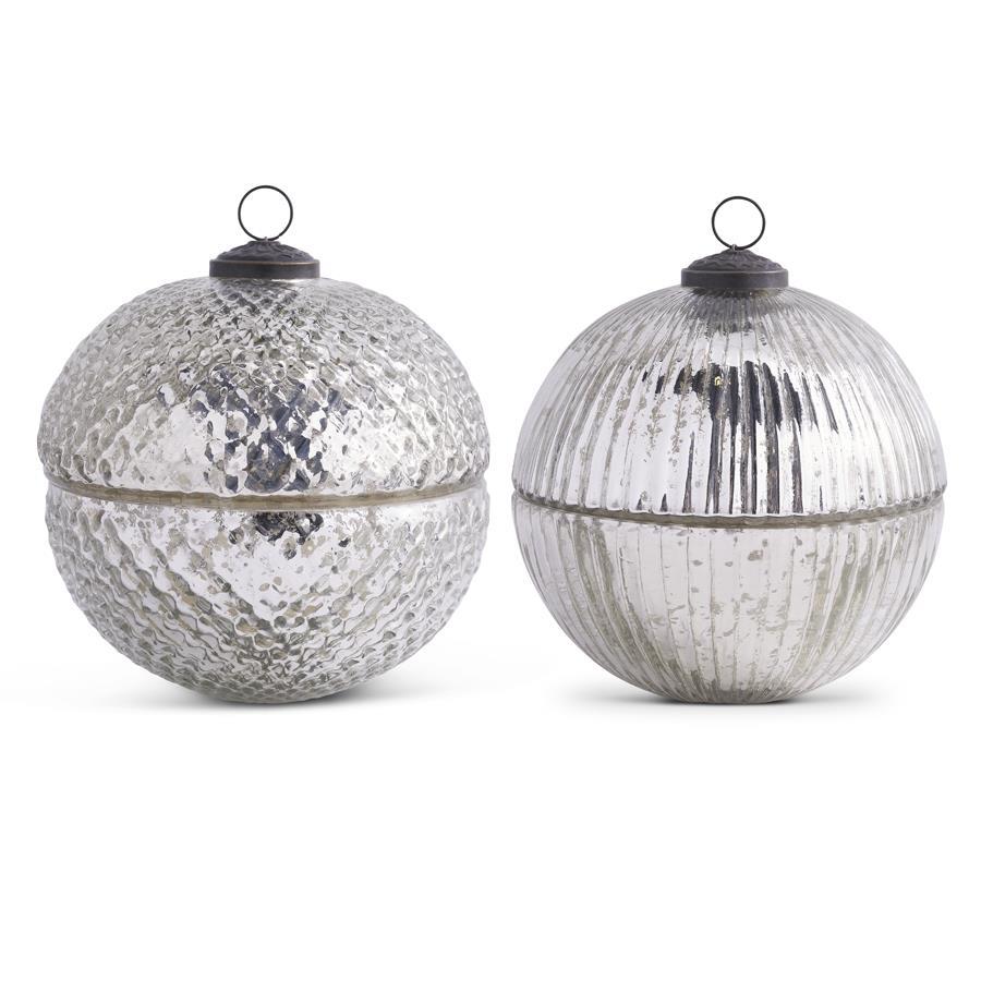 Mercury Glass Filled Ornament Candle - 7" - Silver Silver — view 1