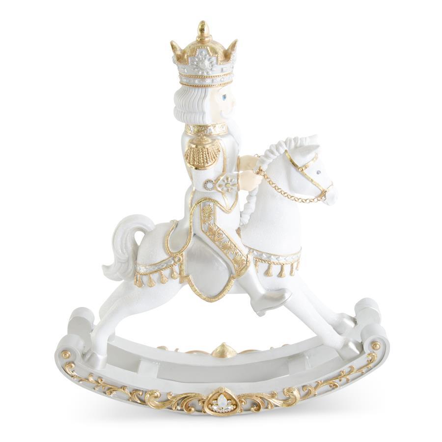 Nutcracker on Rocking Horse - 20" - White/Gold/Silver — view 1