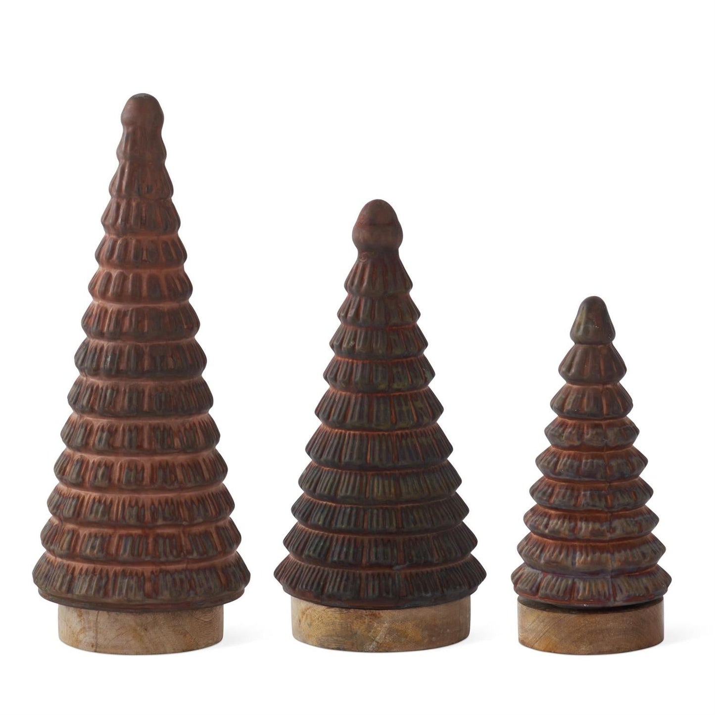 Brown Glass Christmas Tree Set - Set of 3 — view 1