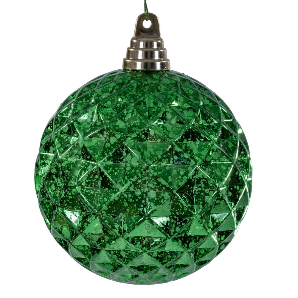 4.75" Diamond Mercury Ornament - Green - Set of 4 Green — view 2