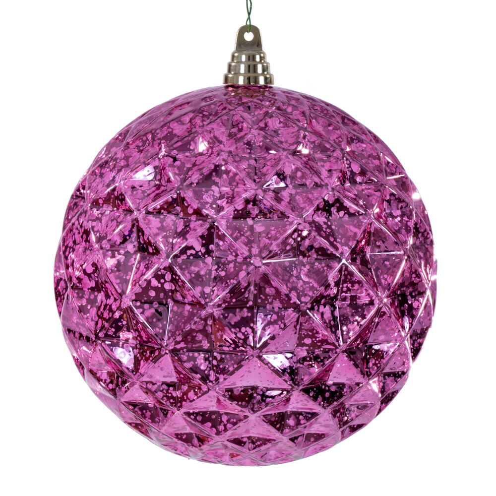 4.75" Diamond Mercury Ornament - Pink - Set of 4 Pink — view 2