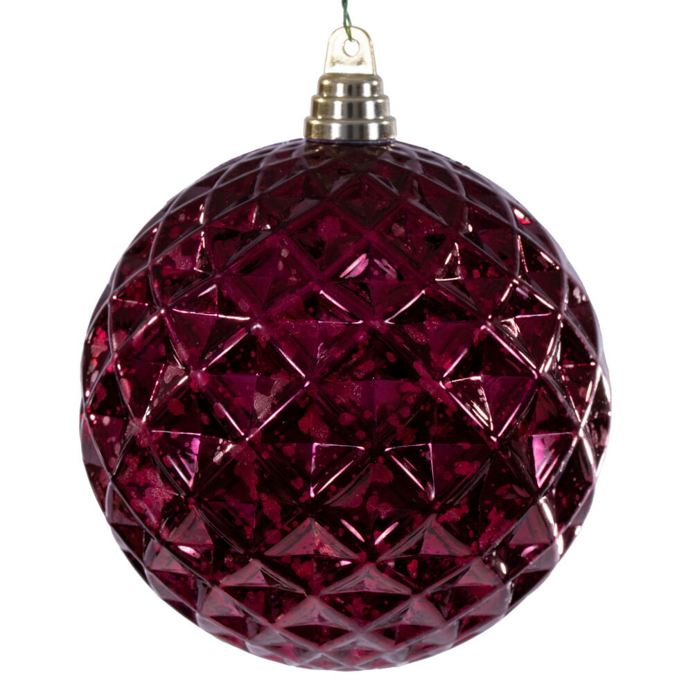 4" Diamond Mercury Ornament - Burgundy - Set of 2 Burgundy — view 2