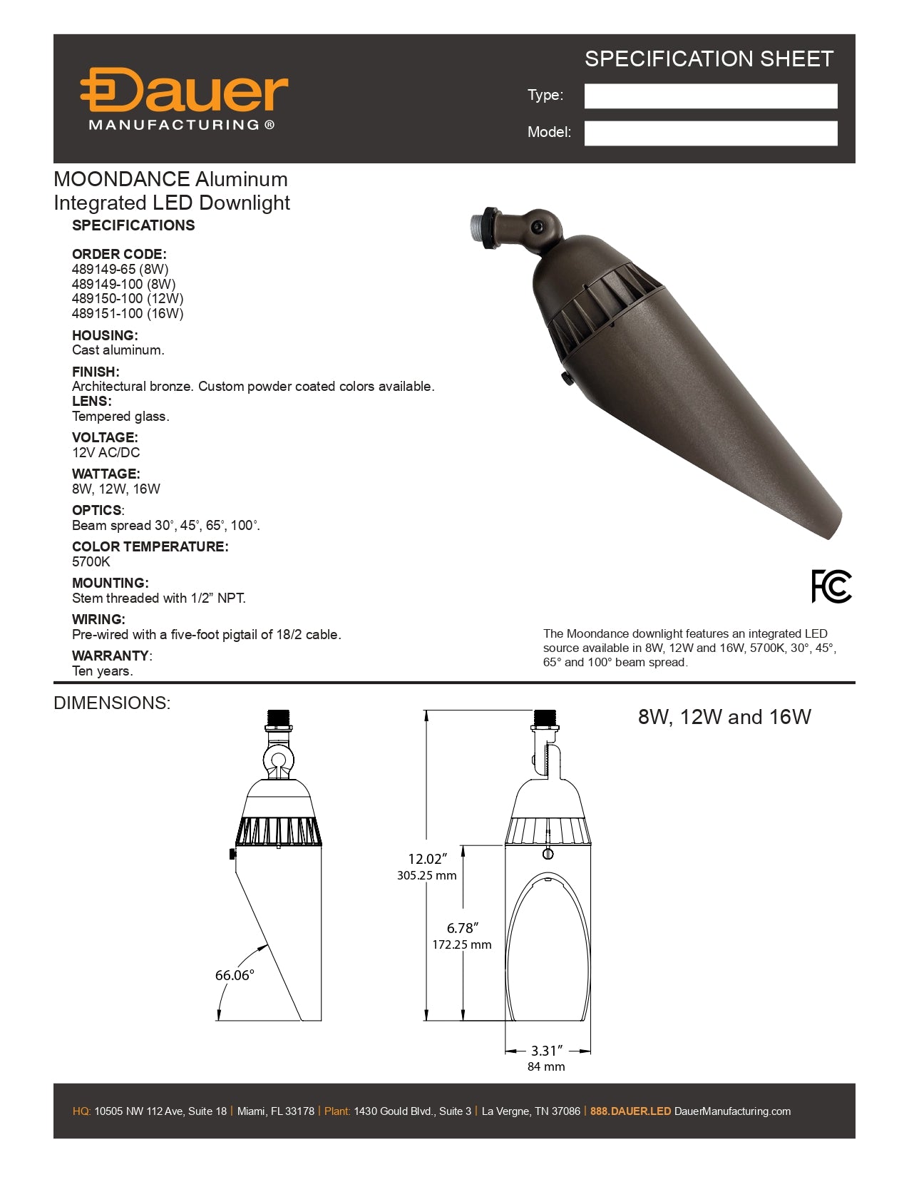 Specification Sheet