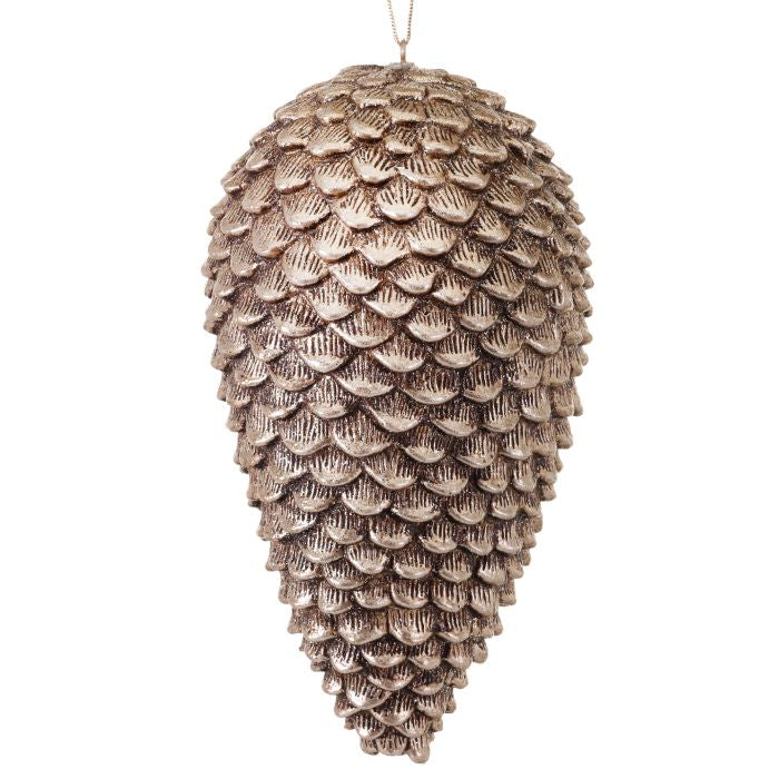 9" Glitter Sequoia Pinecone Ornament - Champagne 9" — view 1