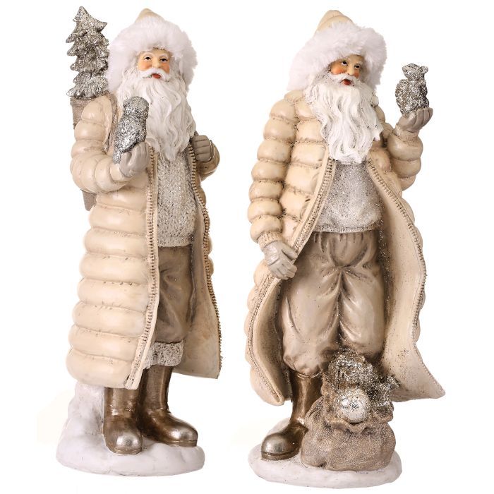 Forest Santa with Fur Hat - 12" - White/Silver - Set of 2 — view 1