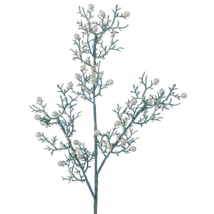 24" Glitter Coral Spray w/Pearls - Aqua Blue — view 1