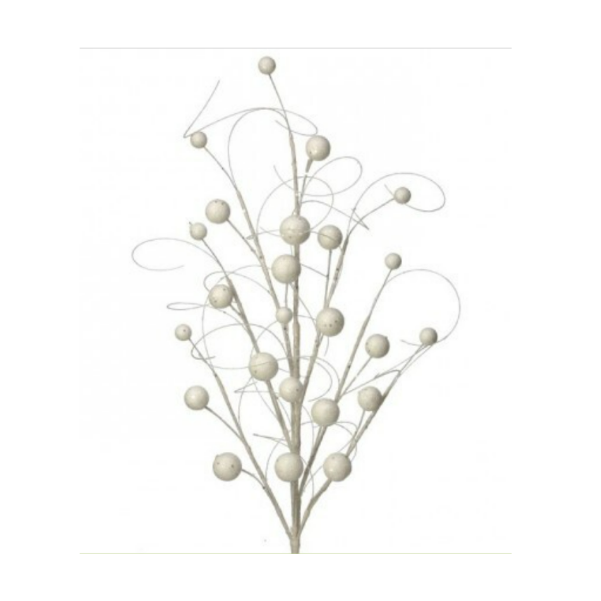 34"GLITTER/SEQUINS WISPY BALL SPRAY - WHITE