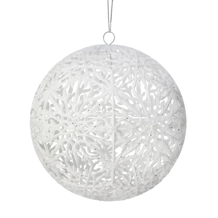 4" Snowflake Hollow Ball Ornament - White DR-69533 — view 2