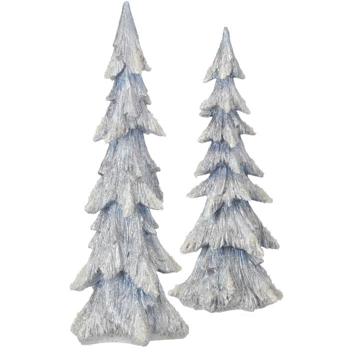 Winter Snowfall Tree Set - 17.5" & 24" - Silver - Set of 2 — view 1