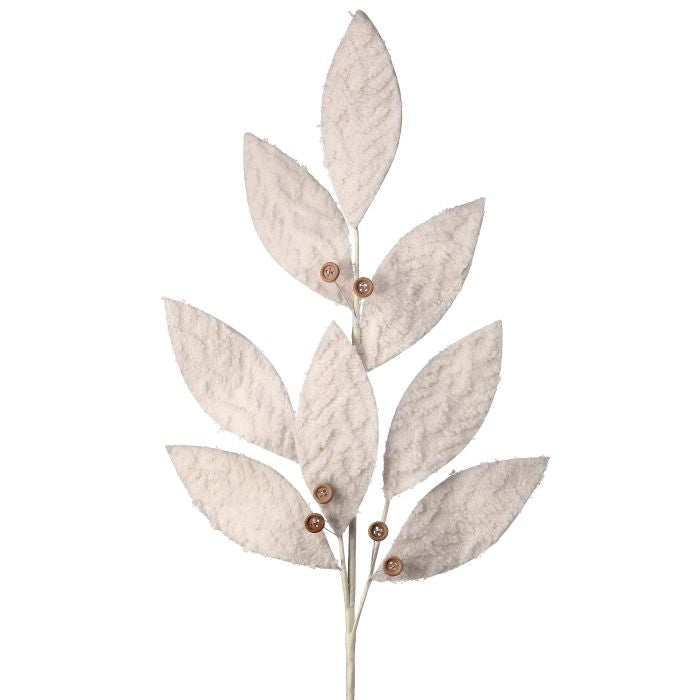 30" Winter Chalet Leaf Spray with Buttons - Cream — view 1